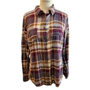 Women's Maurice Purple‎ Plaid Lumberjack Shirt Size L